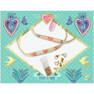 Tu y Yo Corazones Miyuki – Kit creativo de pulseras con telar – Djeco – Manualidades delicadas desde 10 años