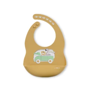 Babero de silicona Van Life Explorers – Babero para bebé – Saro – Con bolsillo recogemigas