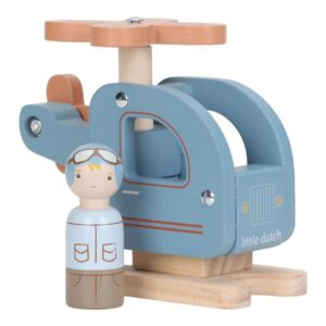 Helicóptero de Madera FSC – Vehículo de rescate con piloto – Little Dutch – Juego simbólico desde 18 meses