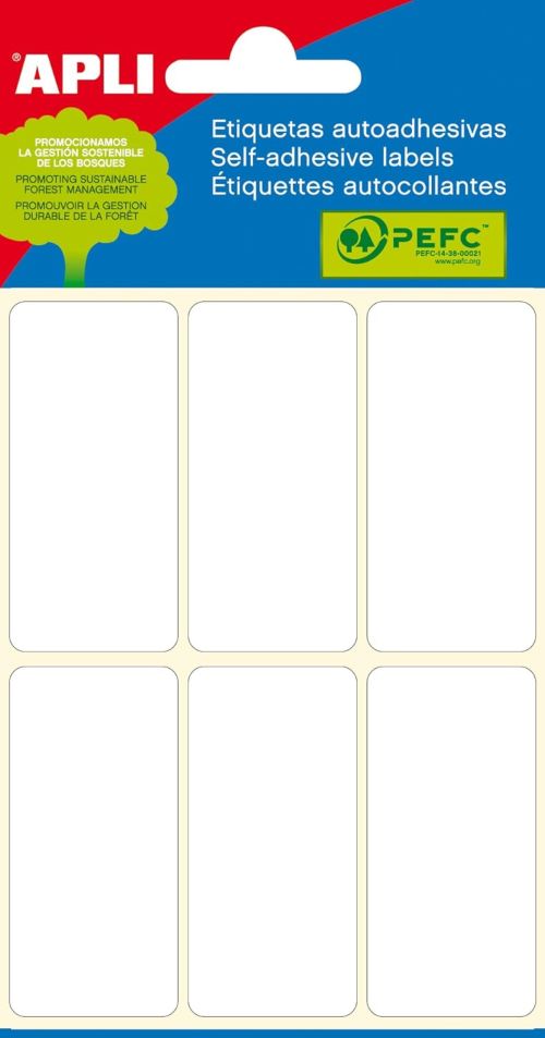 Mini bolsa etiquetas adhesivas 26X54 Apli cantos romos Mini bolsa etiquetas adhesivas 26X54 Apli cantos romos