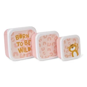 Set de 3 cajitas para almuerzo Born To Be Wild – Cajas para snacks infantiles – Saro – Set de 3 tamaños