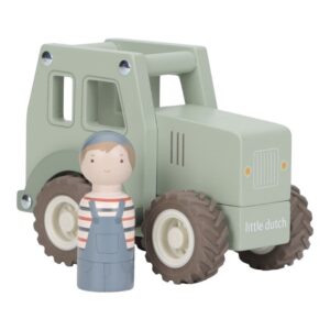 Tractor de Madera FSC – Vehículo de granja con figura – Little Dutch – Juego simbólico desde 18 meses