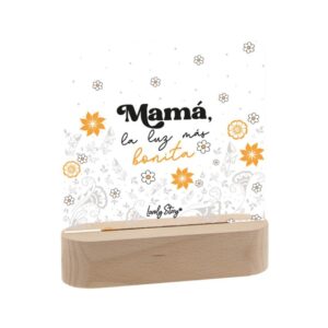 Lámpara madera Mamá LED personalizable Lovely Story Indya