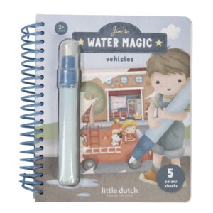 Libro mágico agua Jim vehículos – libro reutilizable – Little Dutch – creatividad 2+ Indya