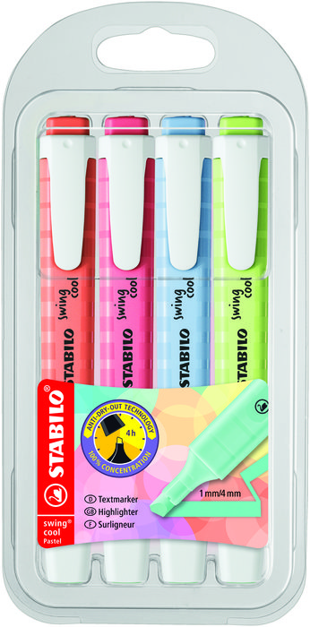 Marcador Stabilo swing cool pastel 4 colores