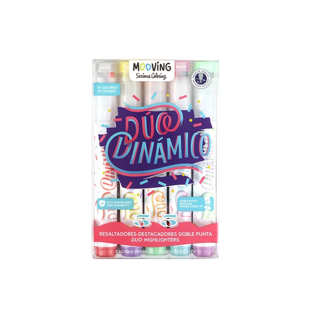 Set de 5 marcadores doble punta 10 colores