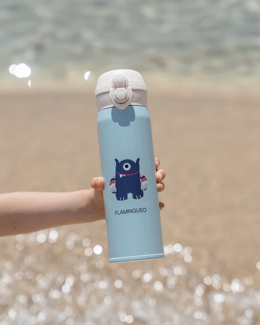 Botella térmica infantil acero azul – Flamingueo – IndyaEduOcio 2 Botella térmica infantil acero azul – Flamingueo – IndyaEduOcio