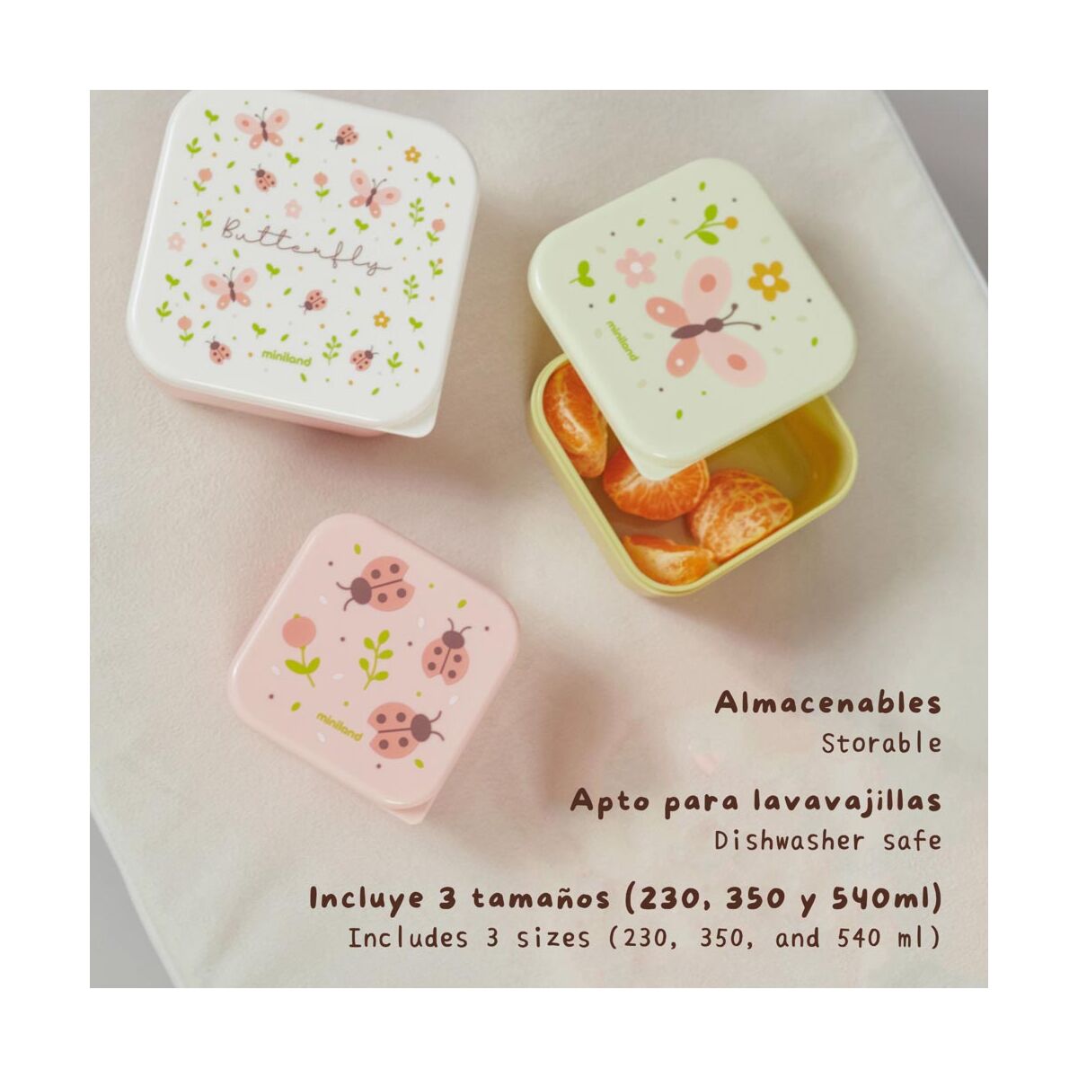 Snackbox-3 Butterfly – Set de recipientes infantiles – Miniland – IndyaEduOcio 5 Snackbox-3 Butterfly – Set de recipientes infantiles – Miniland – IndyaEduOcio
