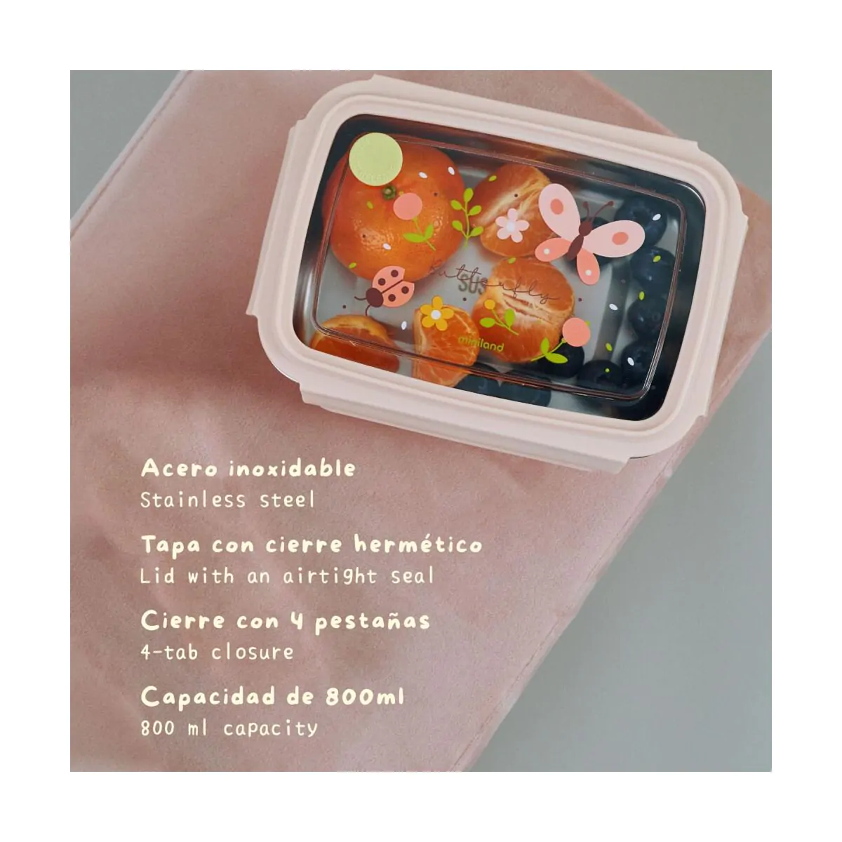 Steel Lunchbox Butterfly – Fiambrera infantil acero inoxidable – Miniland – IndyaEduOcio 5 Steel Lunchbox Butterfly – Fiambrera infantil acero inoxidable – Miniland – IndyaEduOcio
