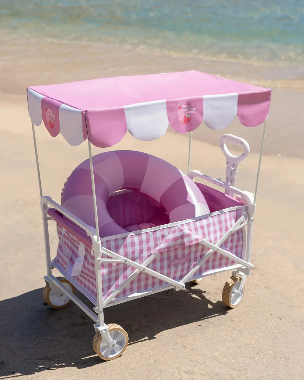 Carro Playa Infantil POP Rosa con Parasol – Flamingueo – Transporte y protección solar para la playa – IndyaEduOcio 3 Carro Playa Infantil POP Rosa con Parasol – Flamingueo – Transporte y protección solar para la playa – IndyaEduOcio