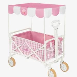 Carro Playa Infantil POP Rosa con Parasol – Flamingueo – Transporte y protección solar para la playa – IndyaEduOcio