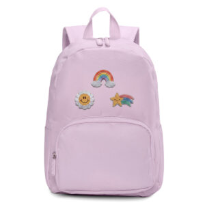 Mochila Solid Color Lavender con 6 Parches Happy Day – Mochila infantil personalizable – Tutete – IndyaEduOcio