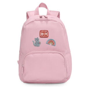 Mochila Solid Color Pink con 6 Parches Fantasy – Mochila infantil personalizable – Tutete – IndyaEduOcio