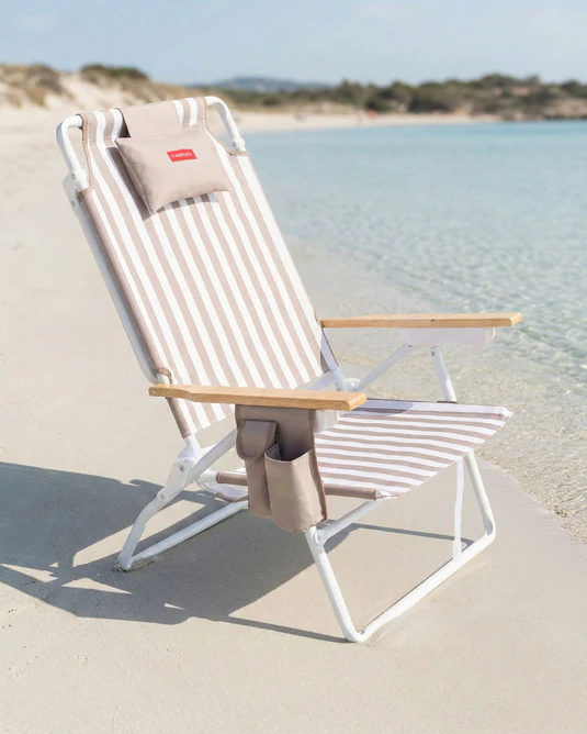Silla de Playa Reclinable Alta con Nevera Beige – Silla de Playa Plegable – LORELEI – Máximo Confort para Verano – IndyaEduOcio 2 Silla de Playa Reclinable Alta con Nevera Beige – Silla de Playa Plegable – LORELEI – Máximo Confort para Verano – IndyaEduOcio