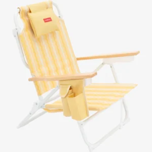 Silla de Playa Reclinable con Nevera Amarilla – Silla de Playa Plegable – ECHO – Con Nevera y Mochila – IndyaEduOcio