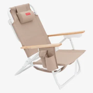 Silla de Playa Reclinable de Textileno Beige – Silla Plegable con Nevera – LUZIA – Confort y Ligereza para Verano – IndyaEduOcio