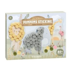 Tarjetas de Pompones Safari Friends – Manualidad Creativa – Little Dutch – Más de 80 pompones desde 3 años