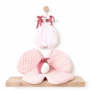 Vestido María Pelele Plumeti y Cojín Flor – Ropa para Muñeco 43 cm – Asivil – Conjunto Rosa – IndyaEduOcio