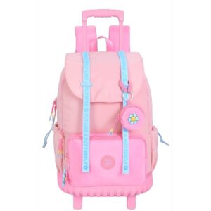 Mochila con carro escolar doble con solapa peachy