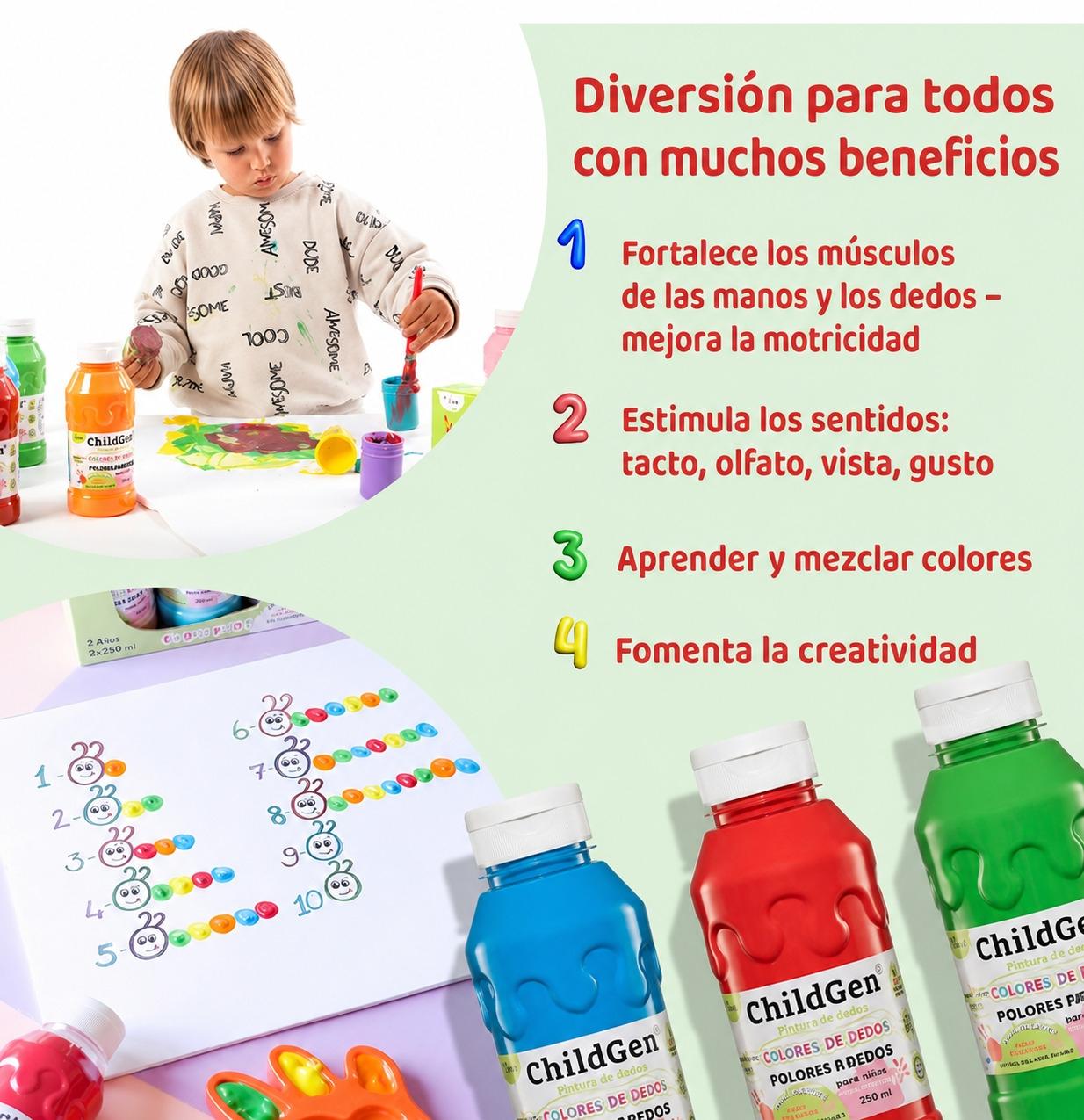 Set 3 Botes Pintura de Dedos Orgánica Neón 3 x 350 ml ChildGen IndyaEduOcio 7 Set 3 Botes Pintura de Dedos Orgánica Neón 3 x 350 ml ChildGen IndyaEduOcio