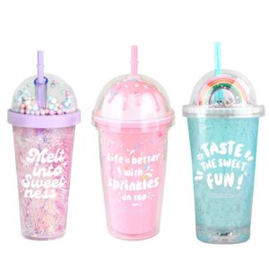 Vaso con pajita clear plastic tumbler doble pared 460ml