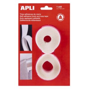 Cinta velcro adhesiva blanca 20 mm x 1 metro