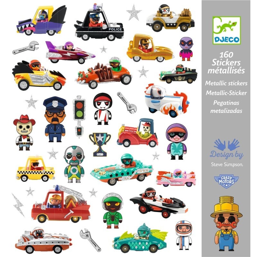 Pegatinas El universo de los Crazy Motors - Djeco - indyaeduocio Pegatinas El universo de los Crazy Motors - Djeco - indyaeduocio