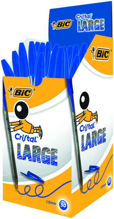65-Box Bic cristal large 1.6 large azul