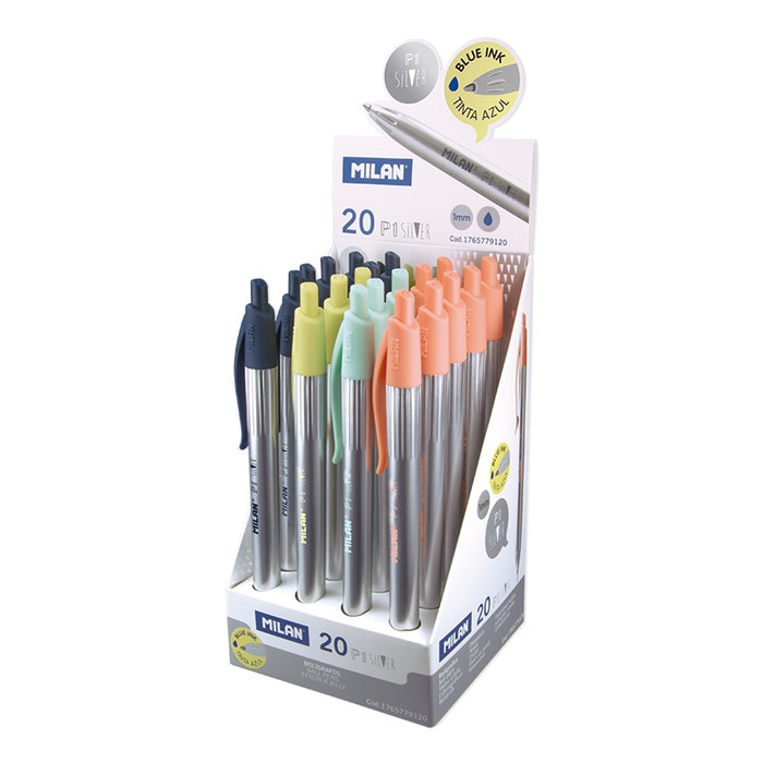 Bolígrafo Milan P1 silver tinta azul 1mm Bolígrafo Milan P1 silver tinta azul 1mm