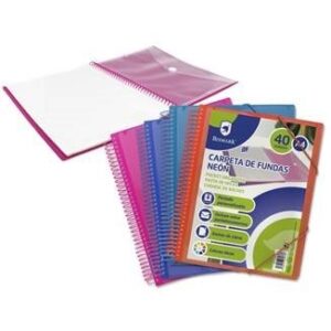 Carpeta espiral A4 40 fundas neón pp surtidas