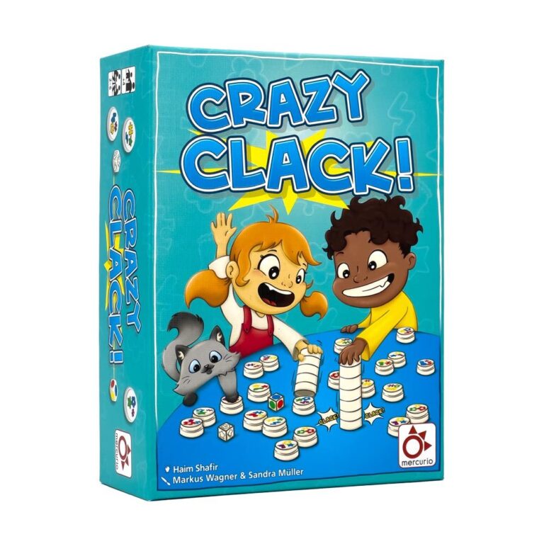 Caja y discos de Crazy Clack de Mercurio, juego de mesa desde 4 años
