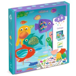 Caja del collage Acuario feliz de Djeco sobre fondo blanco