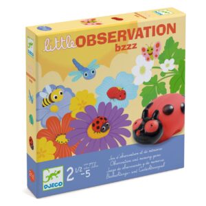 Caja del juego Little Observation Bzzz de Djeco sobre fondo blanco
