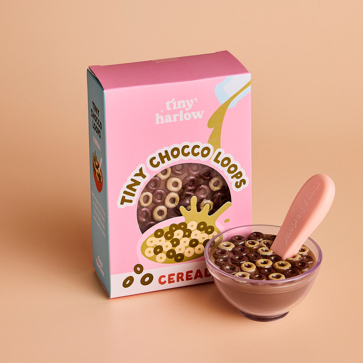 Cuenco de chocolate Tiny Harlow — fabricante Cuenco Tiny Chocco Loops con cuchara y caja Tiny Harlow