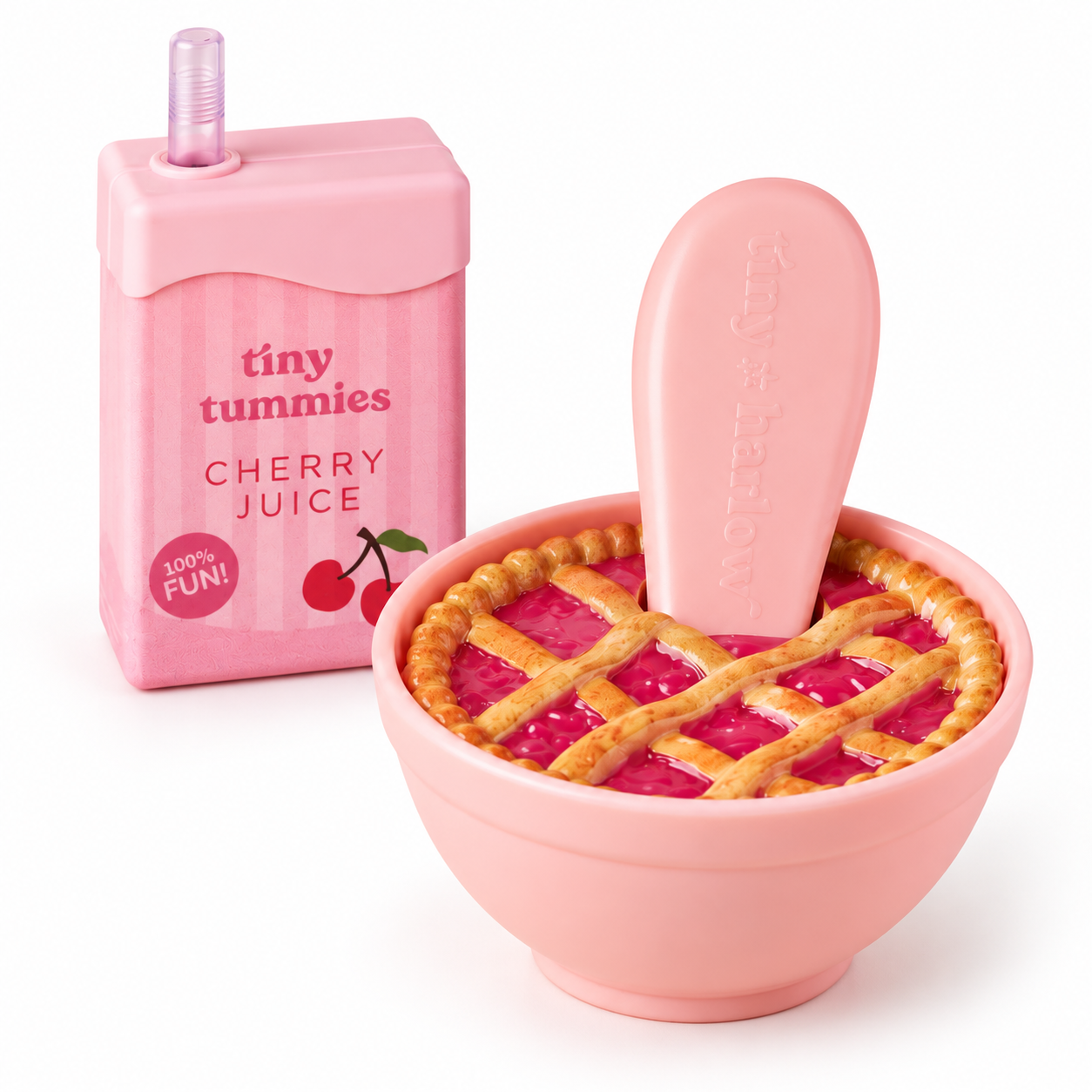 Set de cereza — detalle ilustrativo Detalle de la tarta de cereza y cuchara mágica Tiny Harlow
