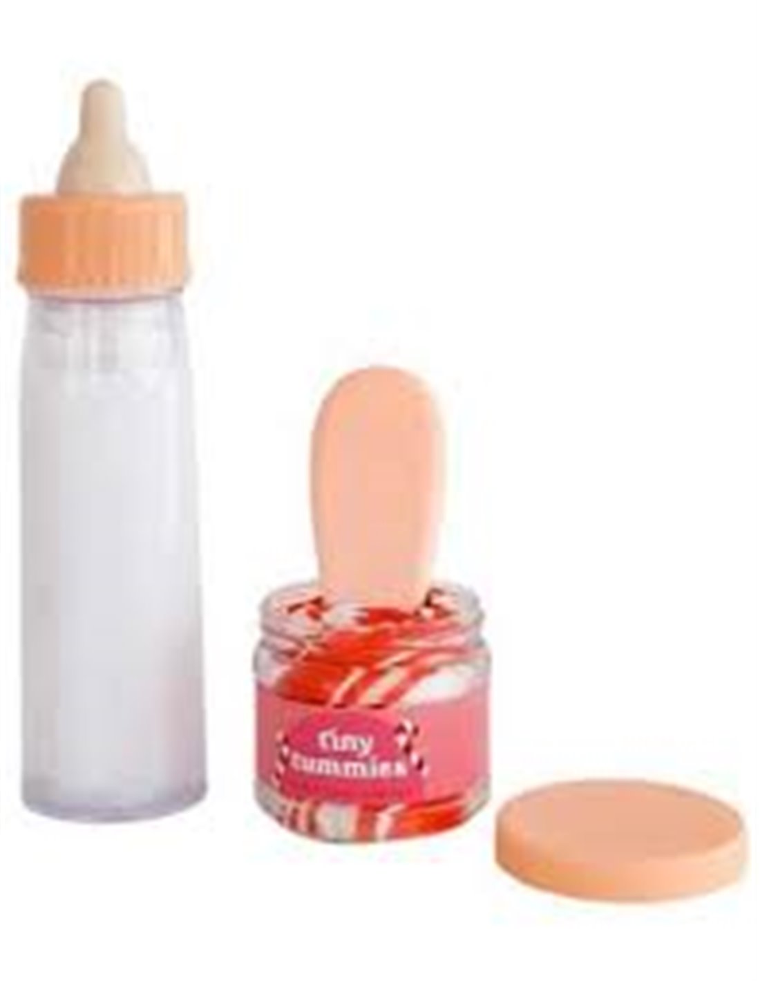 Candy Cane Tiny Harlow — contenido Set Candy Cane Tiny Harlow con potito de bastón de caramelo, cuchara y biberón